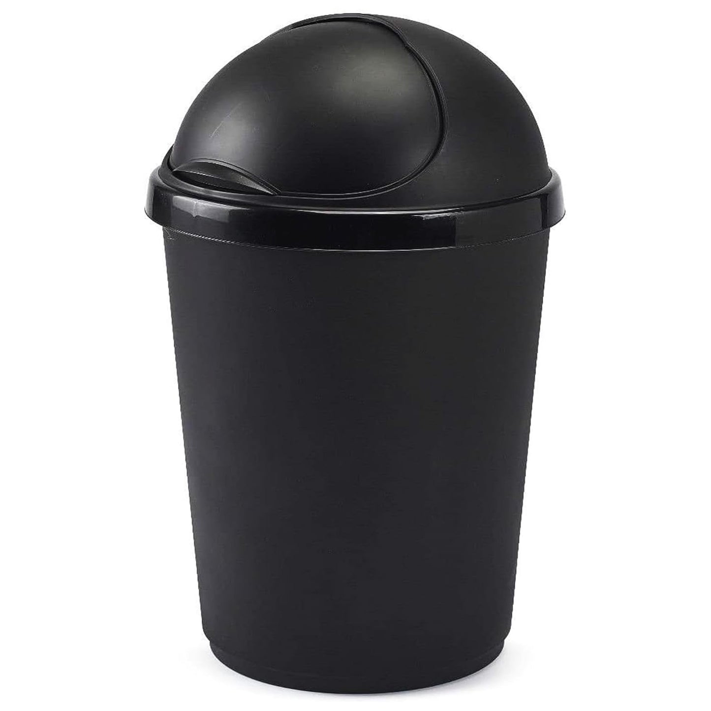 50 Litre Black Home Kitchen General Waste Bullet Bin With Roll Open Lid