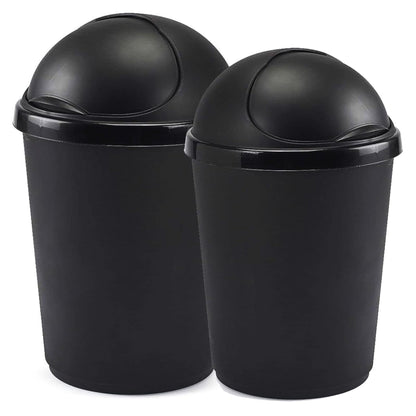 50 Litre Black Home Kitchen General Waste Bullet Bin With Roll Open Lid