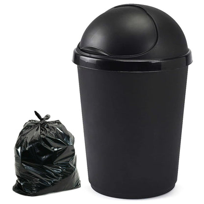 50 Litre Black Home Kitchen General Waste Bullet Bin With Roll Open Lid