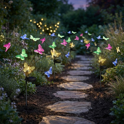 Solar Butterfly Garden Lights – 8-Stem Multicoloured LED Fluttering Garden Decor