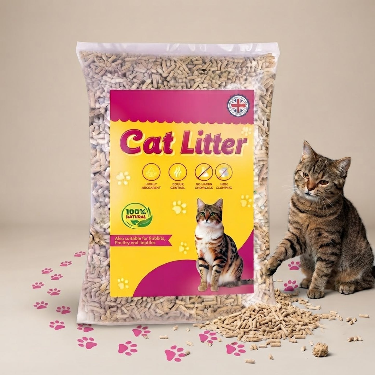 15L Premium Wood Cat Litter Pellets Biodegradable Soft Bedding