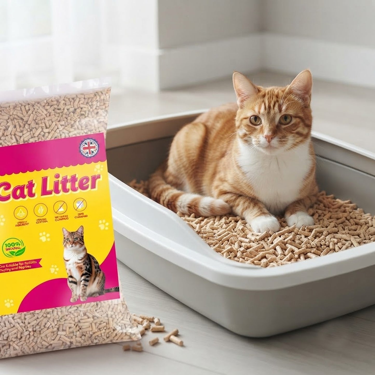 15L Premium Wood Cat Litter Pellets Biodegradable Soft Bedding
