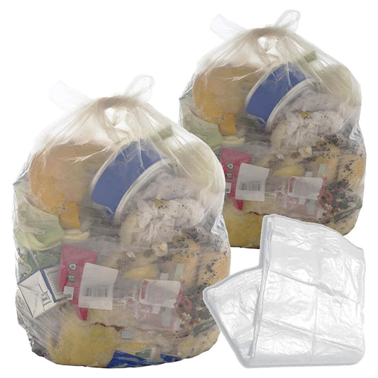 90L Clear (18x29x39") Transparent Plastic Rubbish Waste Refuse Sacks Great For Home & Office Use