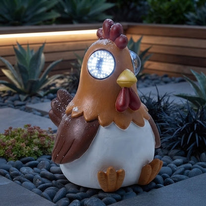 Solar Cockerel Garden Light Animated Blinking Eyes Farmyard Animal Statue