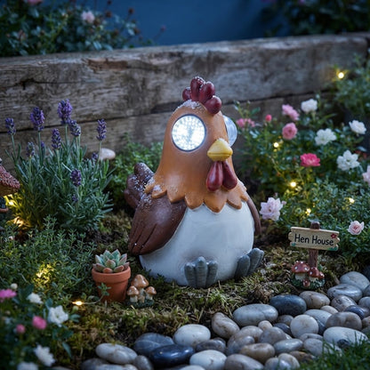 Solar Cockerel Garden Light Animated Blinking Eyes Farmyard Animal Statue