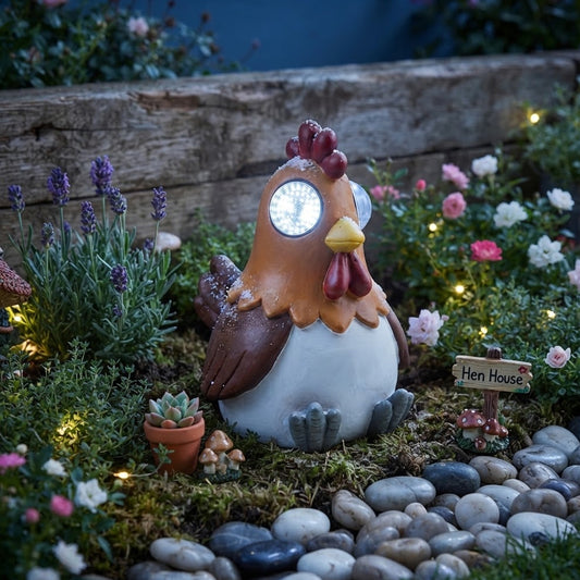 Solar Cockerel Garden Light Animated Blinking Eyes Farmyard Animal Statue