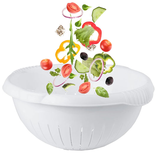 30cm Fruit & Veg Ice White Colander Filter Basket With Integral Handles