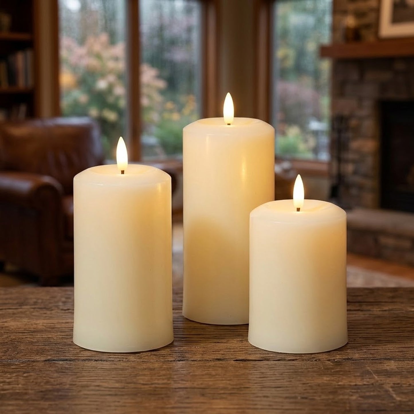 Cream LED Pillar Candles Battery Operated 17.5cm Flameless Candles