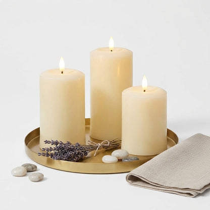 Cream LED Pillar Candles Battery Operated 17.5cm Flameless Candles
