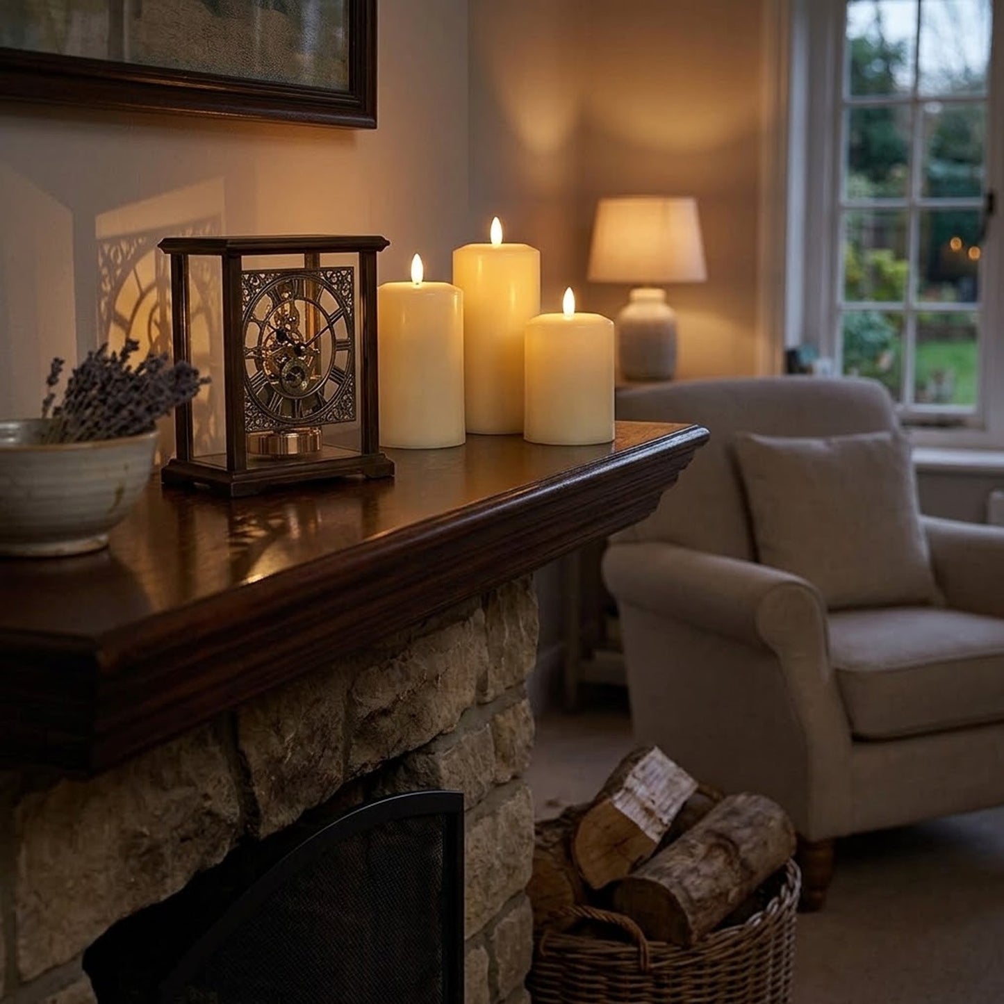 Cream LED Pillar Candles Battery Operated 17.5cm Flameless Candles