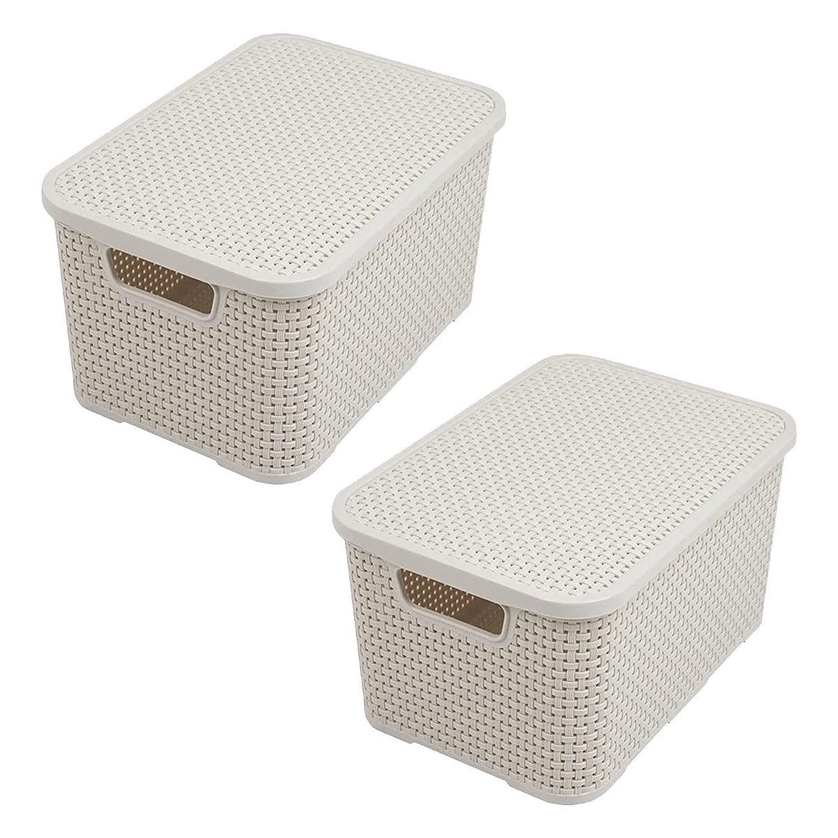 Rattan Effect Cream Home Office Laundry Storage Baskets