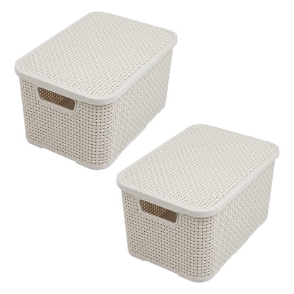Rattan Effect Cream Home Office Laundry Storage Baskets