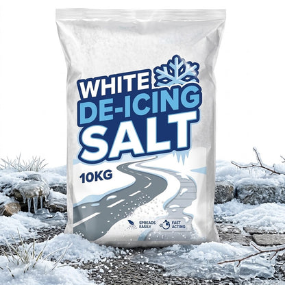 10kg White De-Icing Rock Salt – Fast-Acting Snow & Ice Melt