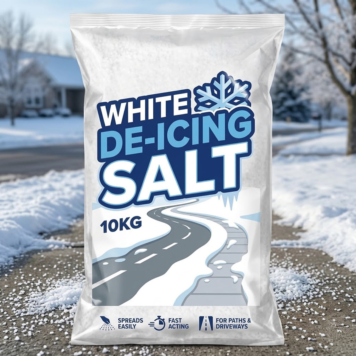 10kg White De-Icing Rock Salt – Fast-Acting Snow & Ice Melt