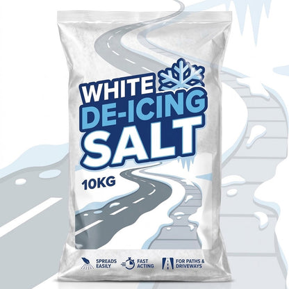 10kg White De-Icing Rock Salt – Fast-Acting Snow & Ice Melt