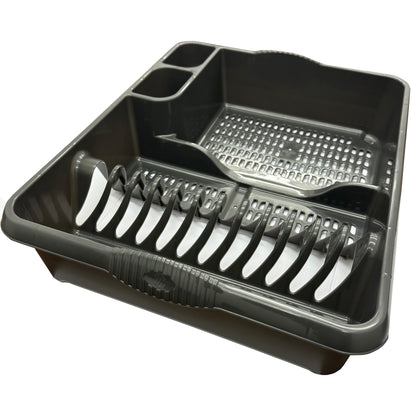 Black Or Silver Large Home Kitchen Dish Cups/Mug & Cutlery Drainer With Integral Handles