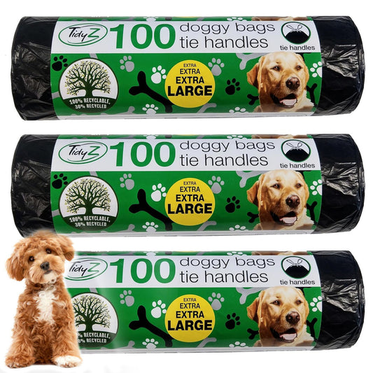 XL Extra Strong Black Dog Waste Black Bags With Tie Handles