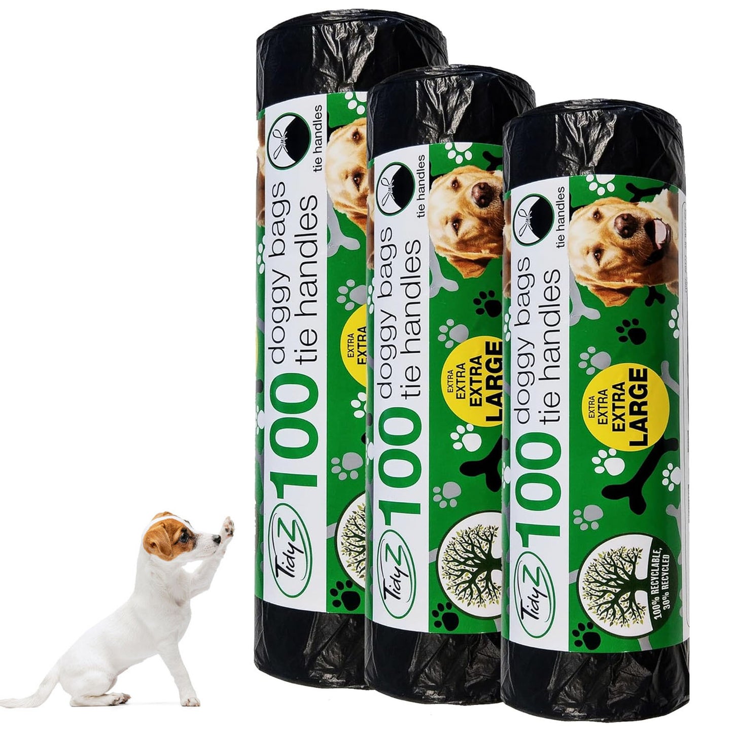 XL Extra Strong Black Dog Waste Black Bags With Tie Handles