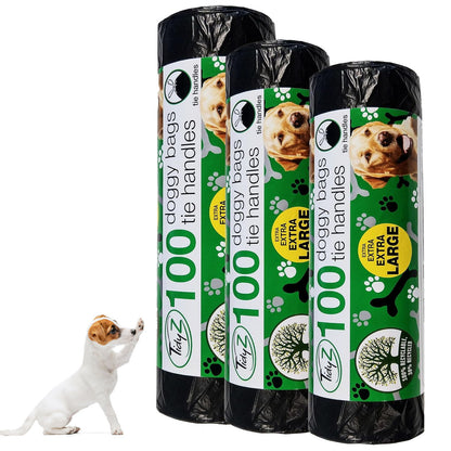XL Extra Strong Black Dog Waste Black Bags With Tie Handles