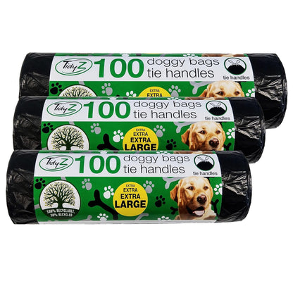 XL Extra Strong Black Dog Waste Black Bags With Tie Handles