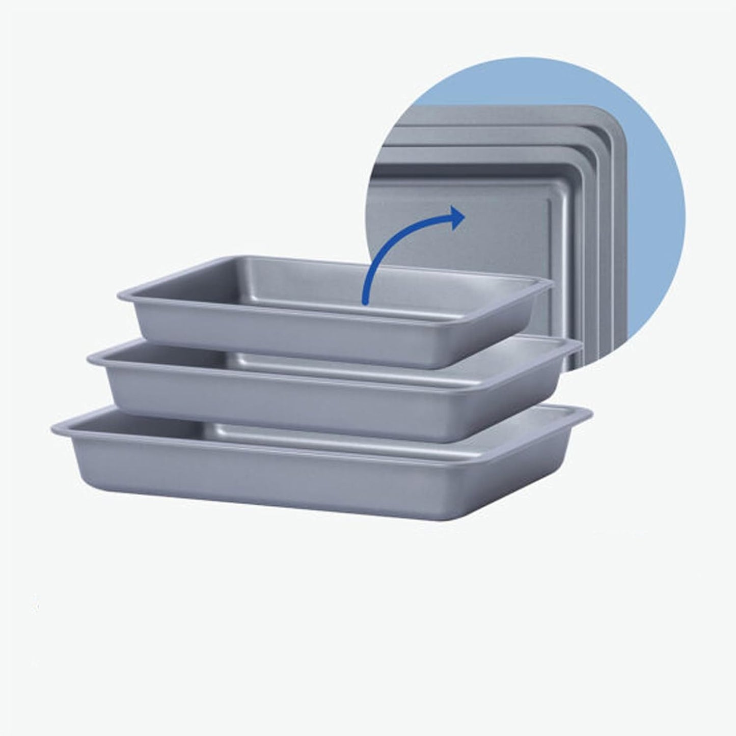 Pack Of 3 Essentials Deep Tray Set Stackable Dishwasher Safe Oven Baking Trays