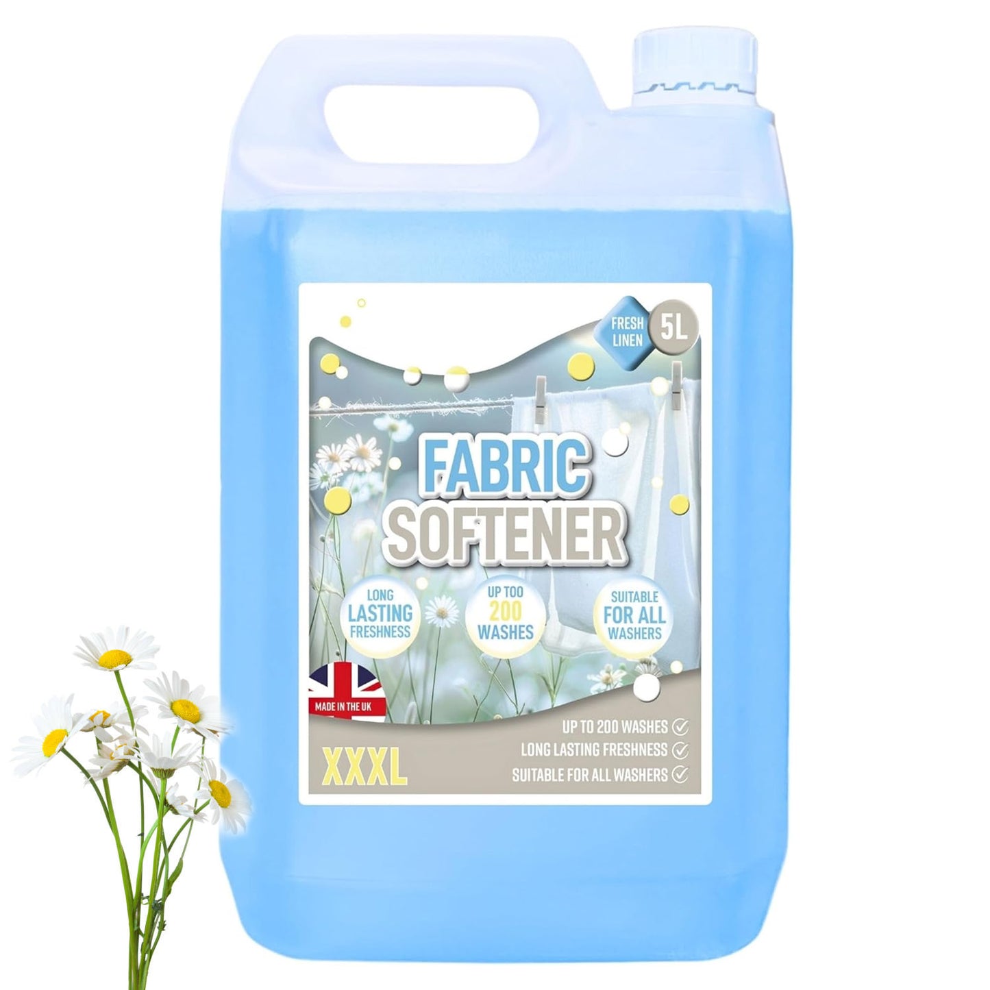 5 Litre Fabric Softener Fresh Linen Long Lasting Scent Suitable For All Washes