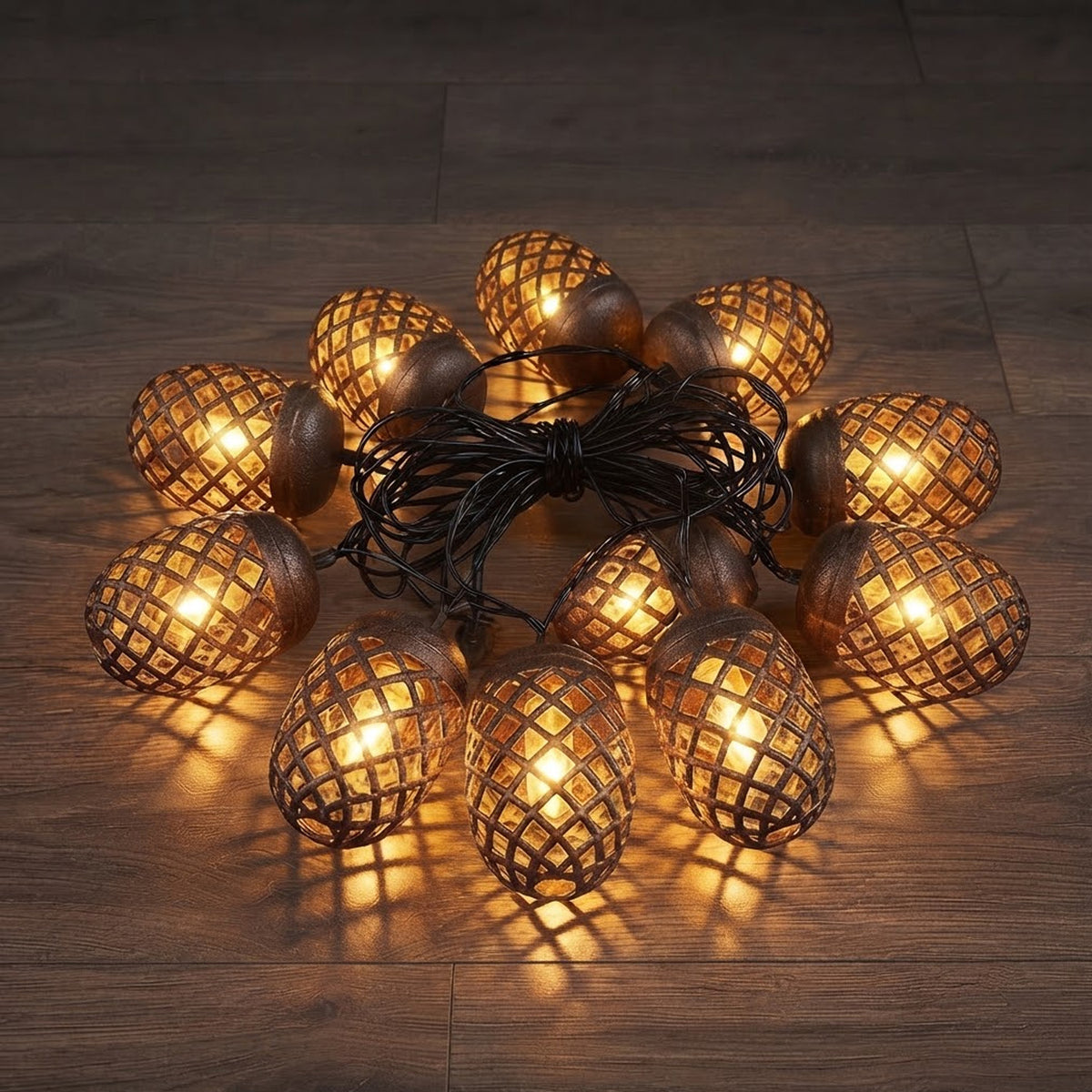 Solar Flaming String Lights Outdoor 4.7m Amber LED Waterproof Garden Lights