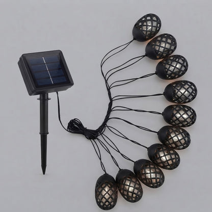 Solar Flaming String Lights Outdoor 4.7m Amber LED Waterproof Garden Lights