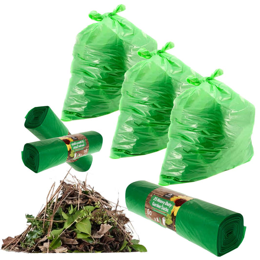 Garden & Household Strong Green Outdoor Waste Rubbish Sacks 60 Litre Multipurpose Bin Liners