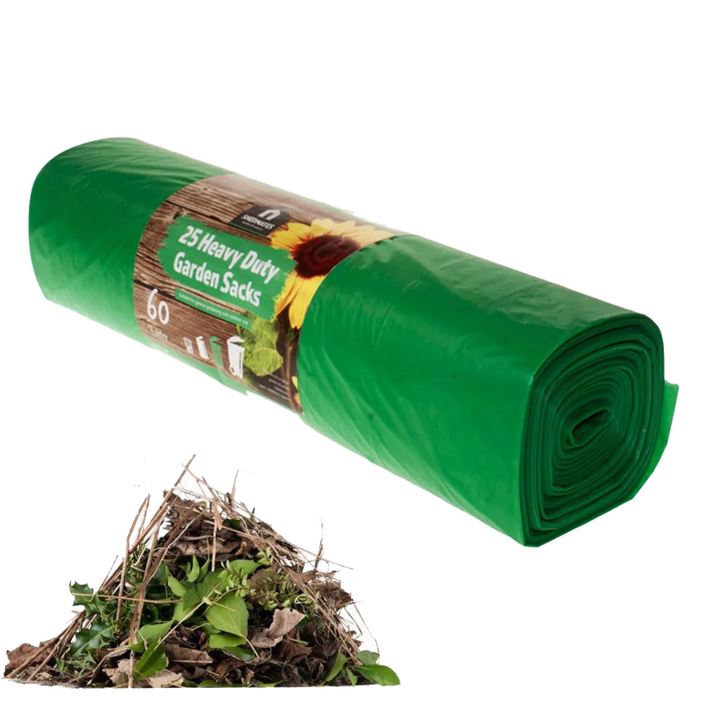 Garden & Household Strong Green Outdoor Waste Rubbish Sacks 60 Litre Multipurpose Bin Liners