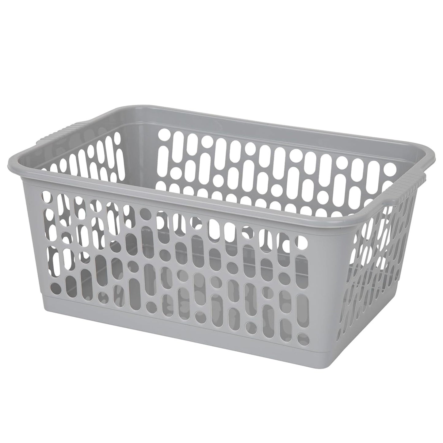 Multipurpose Cool Grey Large Handy Plastic Storage Baskets For Home & Office