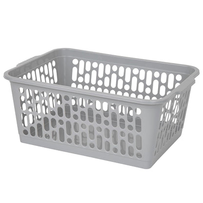 Multipurpose Cool Grey Large Handy Plastic Storage Baskets For Home & Office