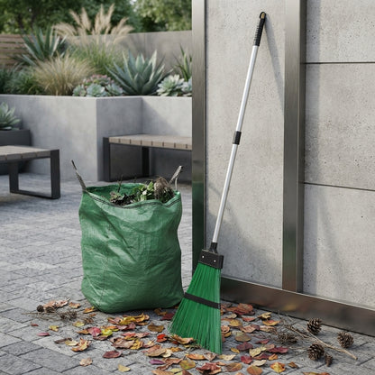 Telescopic Plastic Garden Broom Rake Dual Purpose Lawn Sweeper