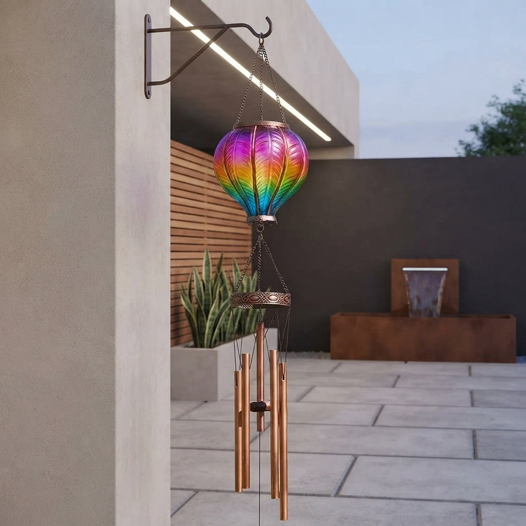 Solar Powered Rainbow Wind Chime for Garden Multicoloured Balloon Design