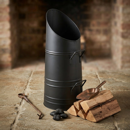 22 Inch Coal Hod Scuttle Heavy Duty Steel Fireplace Fuel Bucket