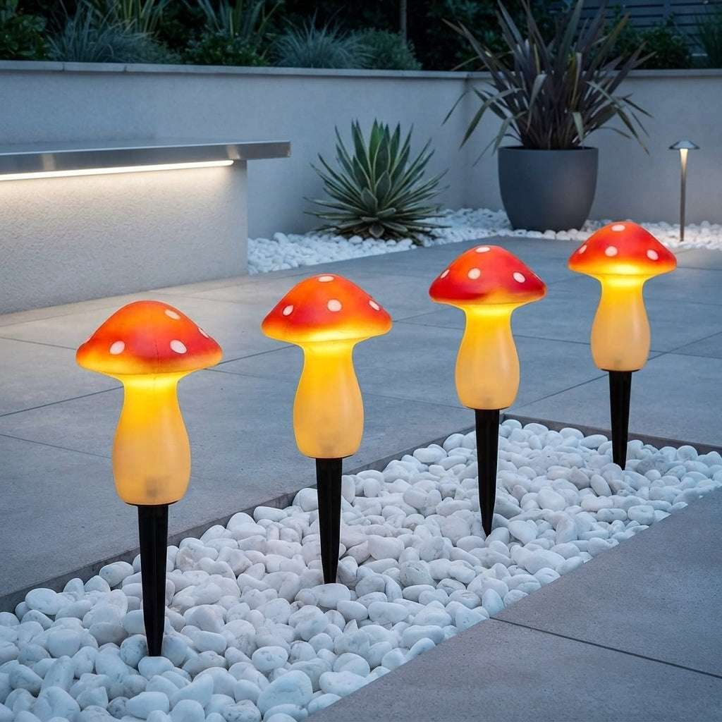 Polka Dot Solar Mushroom Garden Lights Colourful LED Outdoor Stake Lights