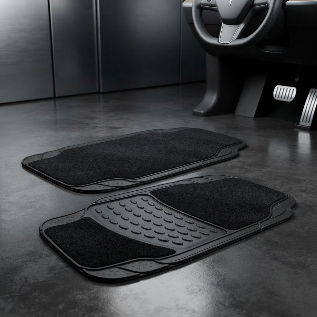 4 Piece Heavy Duty Rubber Car Mat Set Universal Front Rear Floor Liners