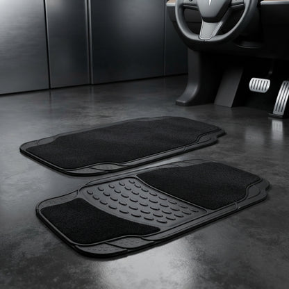 4 Piece Heavy Duty Rubber Car Mat Set Universal Front Rear Floor Liners