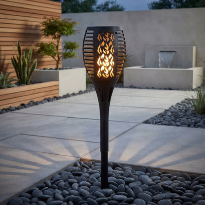 Solar Realistic Flaming Effect Garden Torch Lights Waterproof LED