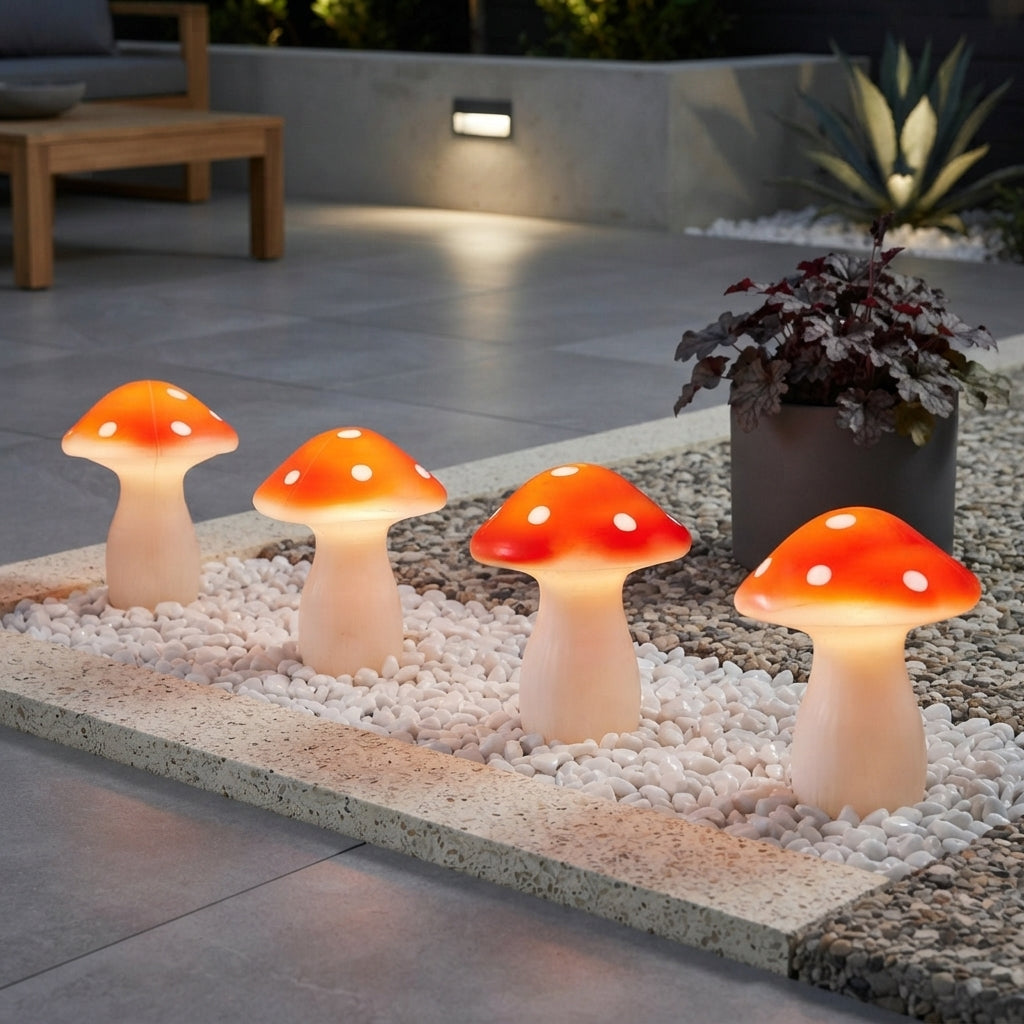 Polka Dot Solar Mushroom Garden Lights Colourful LED Outdoor Stake Lights