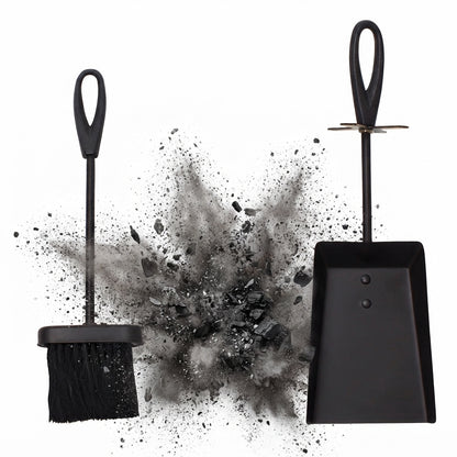 Fireplace Ash Sweep Brush Shovel Cleaning Set Powder Coated