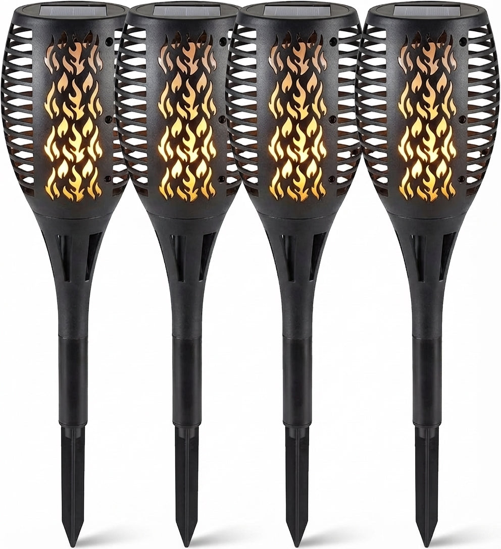 Solar Realistic Flaming Effect Garden Torch Lights Waterproof LED