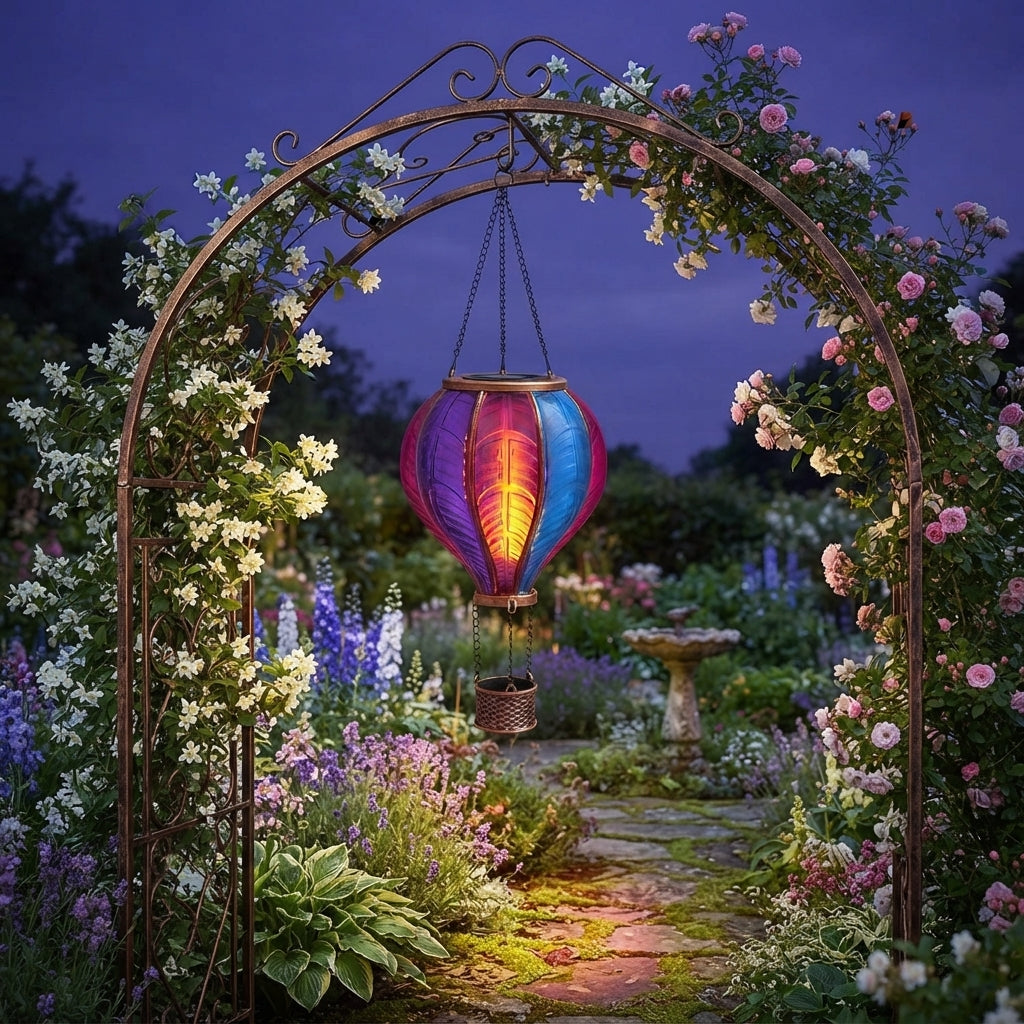 Flaming Balloon Solar Garden Lantern Aurora Hot Air Balloon Design