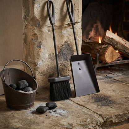 Fireplace Ash Sweep Brush Shovel Cleaning Set Powder Coated