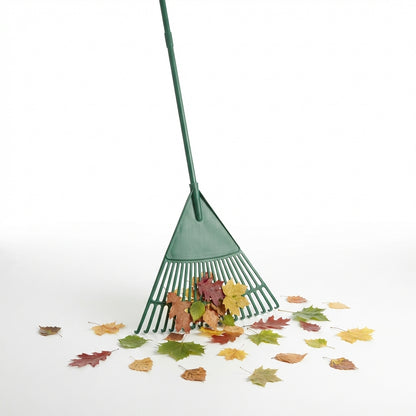 Telescopic Plastic Garden Leaf Rake Lawn Cleaning Tool 20 Tooth Tines