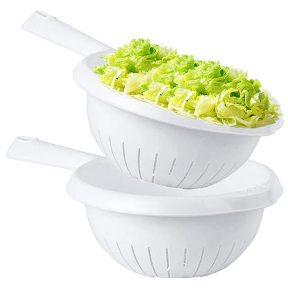 Ice White Deep Filter Colander Sieve Basket With Handle Great For Fruit & Veg