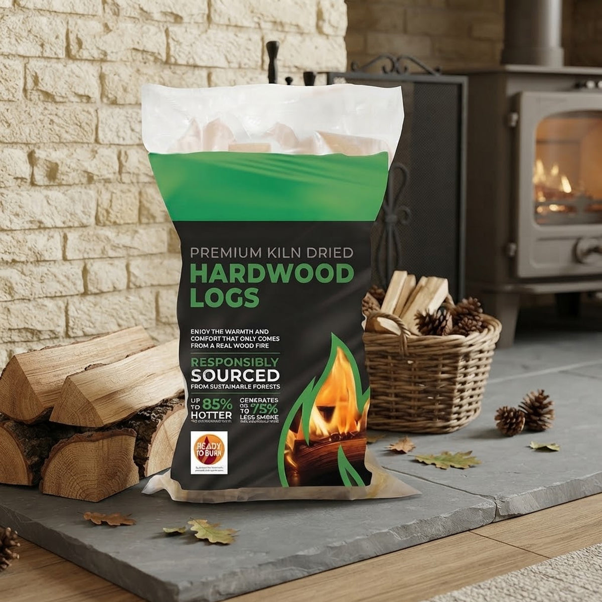 Kiln Dried Hardwood Logs Ready to Burn Firewood Under 20% Moisture