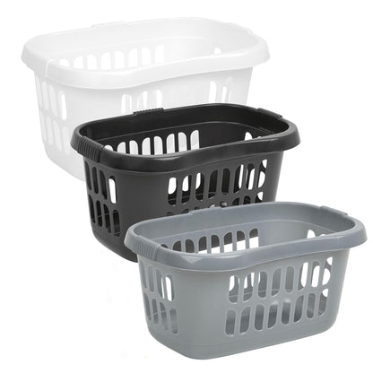 Large Plastic Black Silver & Ice White Hipster Laundry Baskets For Laundry Rooms