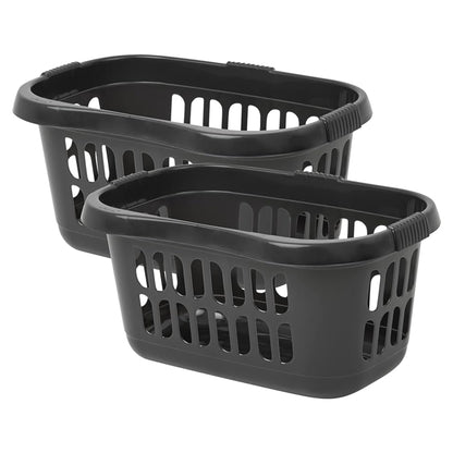 Large Plastic Black Silver & Ice White Hipster Laundry Baskets For Laundry Rooms