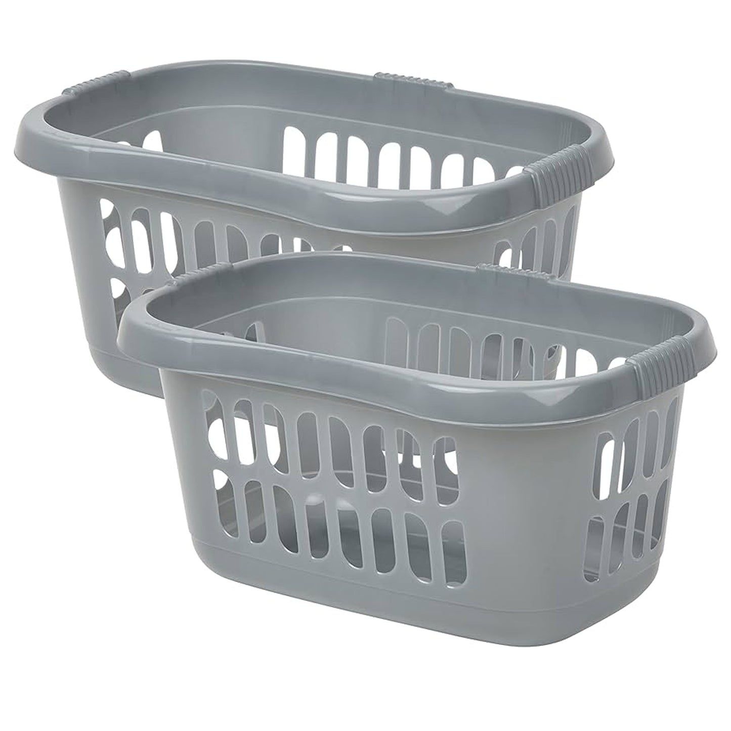 Large Plastic Black Silver & Ice White Hipster Laundry Baskets For Laundry Rooms